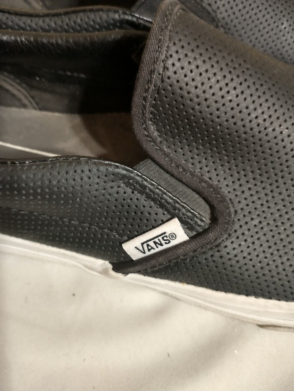 Vans Black Perforated Leather Slip-On Sneakers - Picture 2 of 9